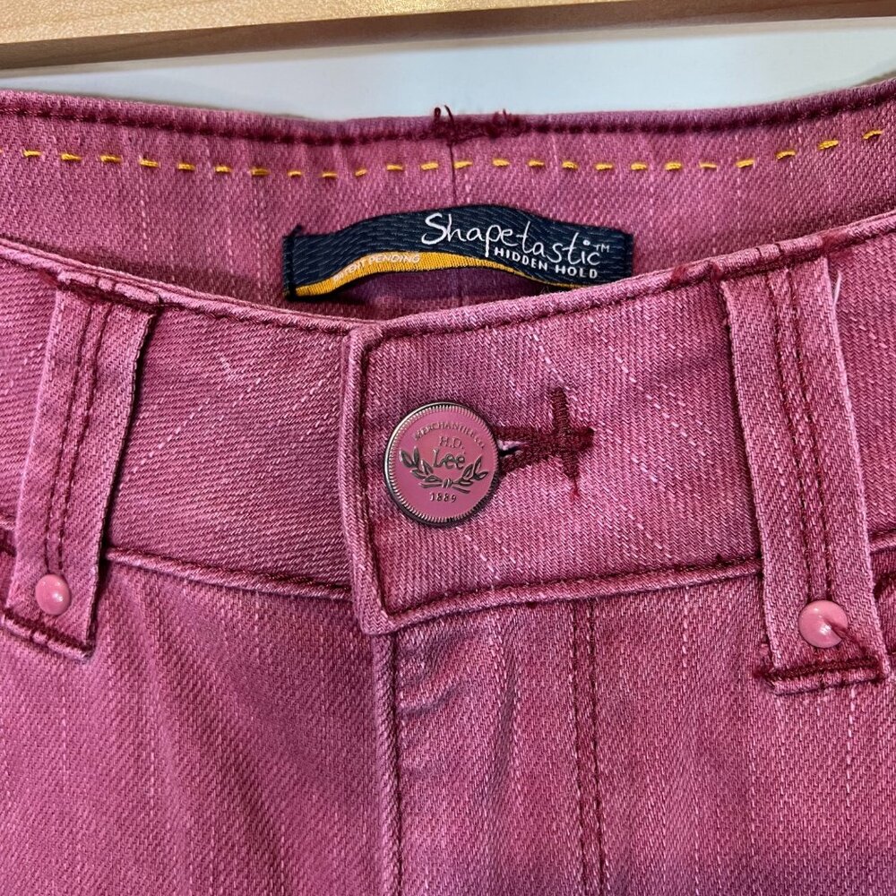 Lee Shapetastic Hidden Hold Magenta Skinny Leg Zipper Ankle Jeans Women's Size M - Picture 6 of 9